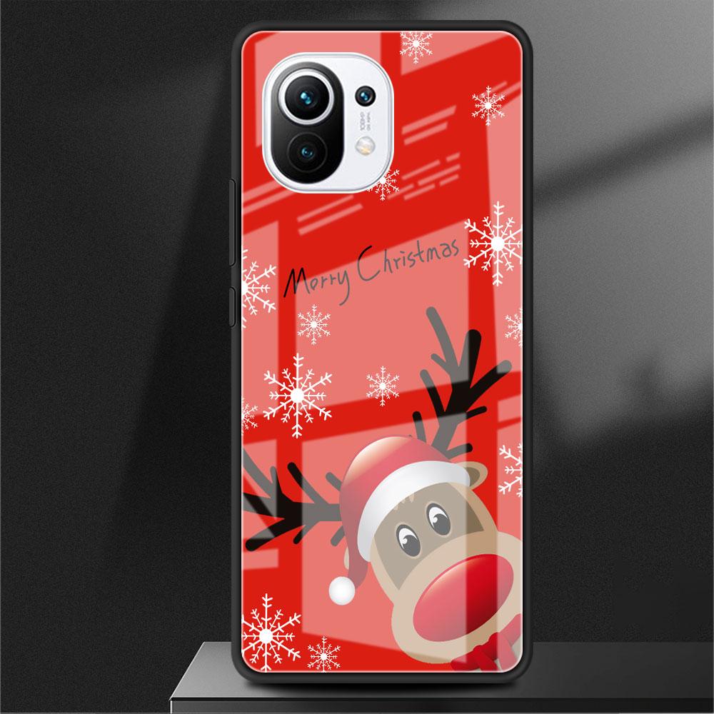 Стеклянный чехол для Xiaomi Poco X3 NFC 11 Lite 11T F3 M3 для Redmi Note 11 10 9 8 Pro 10S 9S 9A 9C Чехол для телефона Snow Merry Christmas