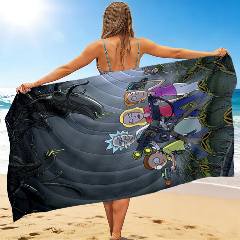 1Pc Alien Invasion Adventure Beach Towel Quick Dry Multiuse For Beach Pool Gym Yoga Home Travel Christmas Halloween Xmas Gift L1372