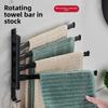 Поворотная стойка для полотенец настенная черная вешалка штанга нержавеющая ванная комната вращение 180