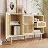 Buffet - MUVOE - Commode avec 1 tiroir et 2 portes - Tissu rotin - Chêne - FSC®
