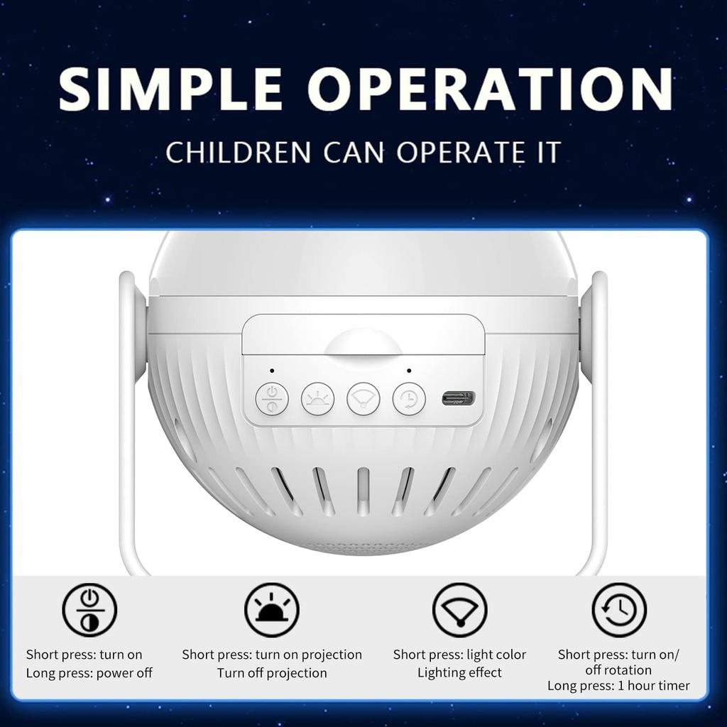 Звездный планетарий-проектор, вращающийся на 360°, светодиодный ночник-галактика, проекционная лампа для спальни, потолка, декора комнаты, подарка детям
