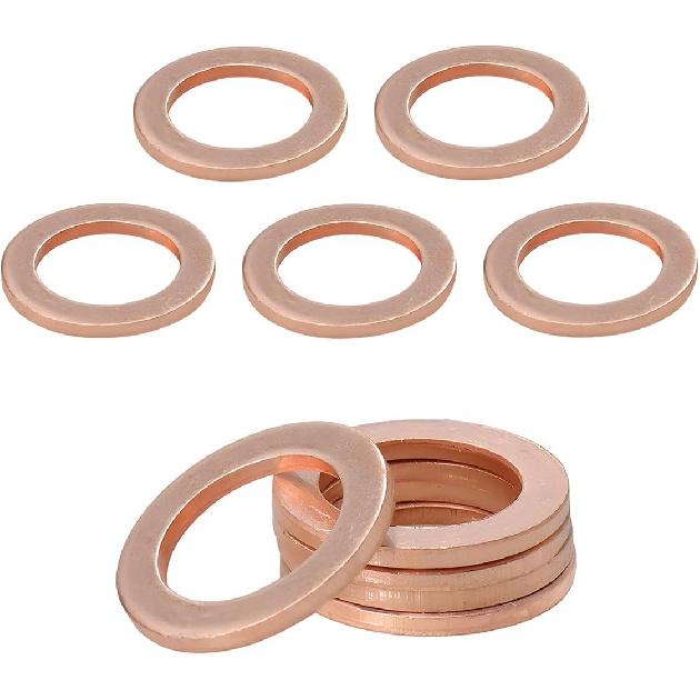 povtii 15PCS Oil Drain Plug Gasket, 14mm Copper Oil Crush Washer Compatible with OEM PN Part 007603-014106, Car Accessories for Oil Drain Plug Washer