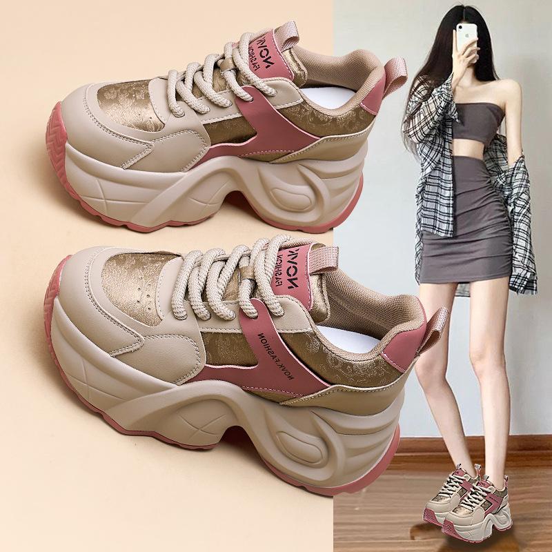 Женские кроссовки dad shoes с внутренней танкеткой для улицы, весенние новые детские дышащие спортивные повседневные кроссовки на толстой подошве