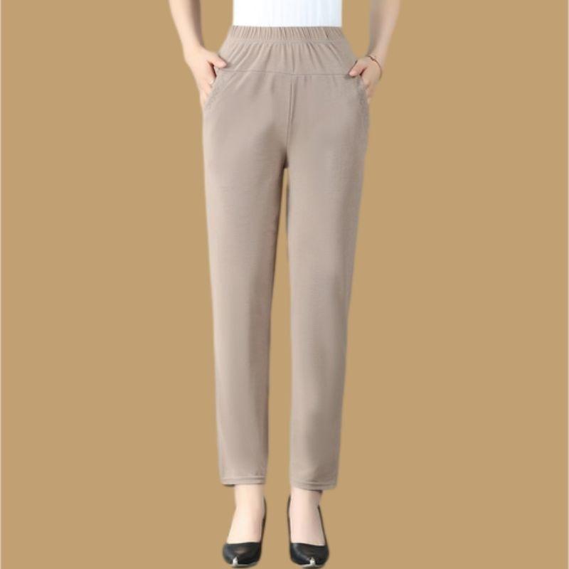 Брюки для мам весна-лето с тонкой эластичной талией для женщин среднего и пожилого возраста, длинные повседневные брюки
