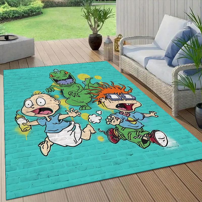 Rugrats Flannel Pattern Square Carpet,Area Rug,Carpet Rug for Living Room Bedroom Sofa Playroom Decor,Non-slip Floor Mat