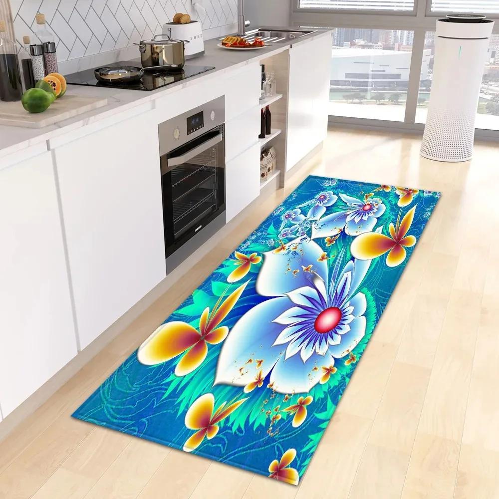 Home Kitchen Decoration Carpet Colorful Butterfly Printed Floor Mat Entrance Corridor Carpet Home Decoration