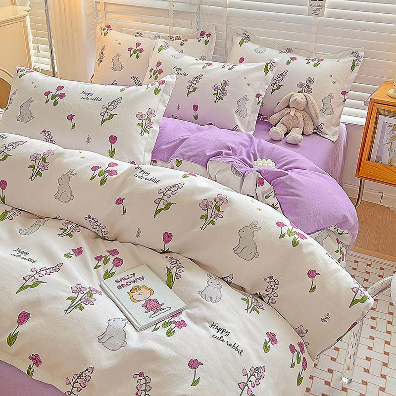 Комплект из четырех простыней, постельное белье, пододеяльник из стираного хлопка с пескоструйной обработкой, простыня, односпальное одеяло для спальни, комплект из трех предметов