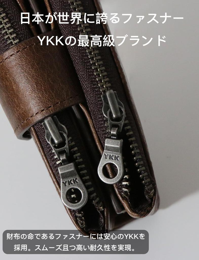 Bifold Cowhide Bifold Wallet Genuine Leather Japanese YKK Zipper Holds 16 Pieces Large Capacity Coin Purse Zipper Card Card Storage for Men and