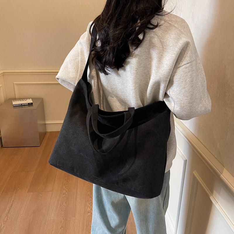 Холщовая сумка женская большая вместительная сумка через плечо студенческая однотонная сумка через плечо для поездок на работу