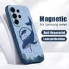 Магнитный Чехол Для Magsafe Для Samsung Galaxy S26 Ultra S25 Edge S24 Plus S23 FE S22 A17 A54 A55 A56 A57 5G Чехол С Рисунком Акула Кит