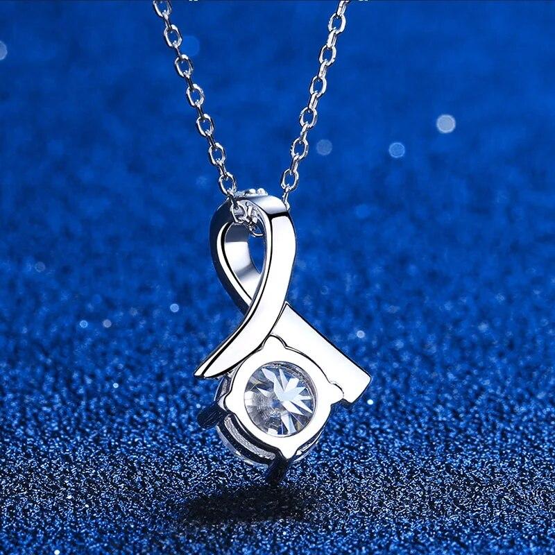 D Color 0.5/1ct Round Cut 100% Real Moissanite Necklace for Women Wedding S925 Sterling Silver Pendant Chain Jewelry