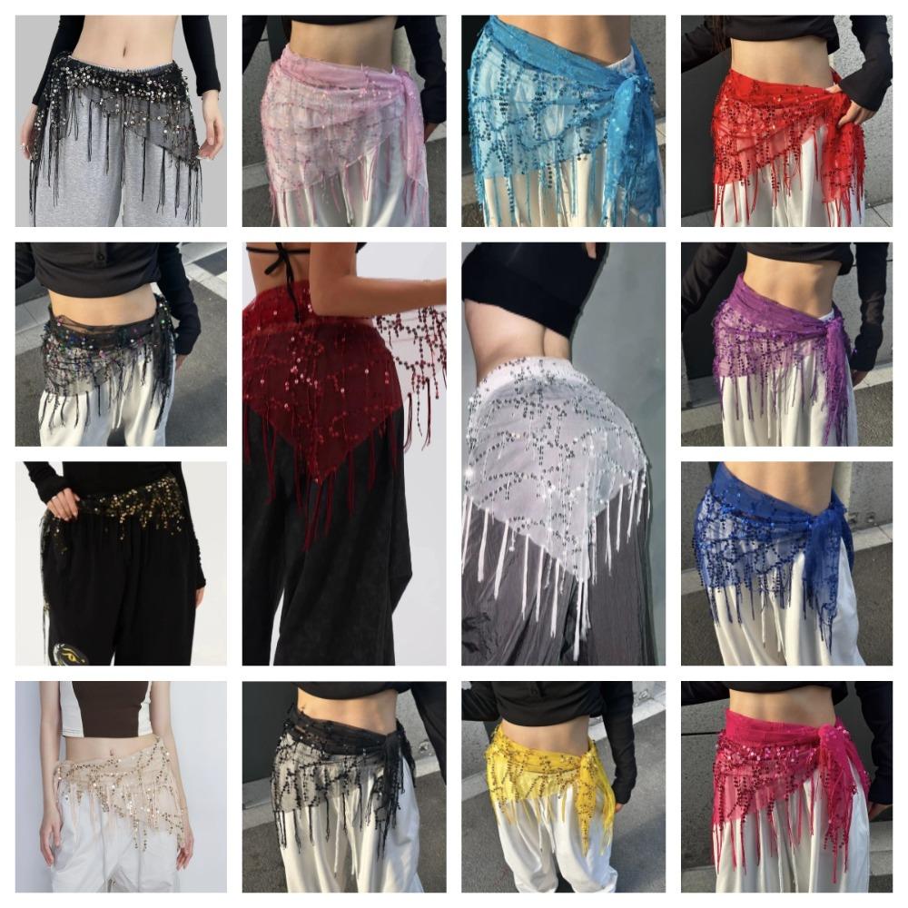 Jeans Decor Tassels Belt Hip-hop Sequin Waistband Jazz Dance Hip Scarf  Waist Accessories
