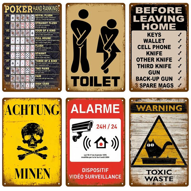 Vintage Bar Metal Signs Bathroom House Living Room Home Retro Wall Decorations Items Luxury Decor Interior Art Posters Tin Signs