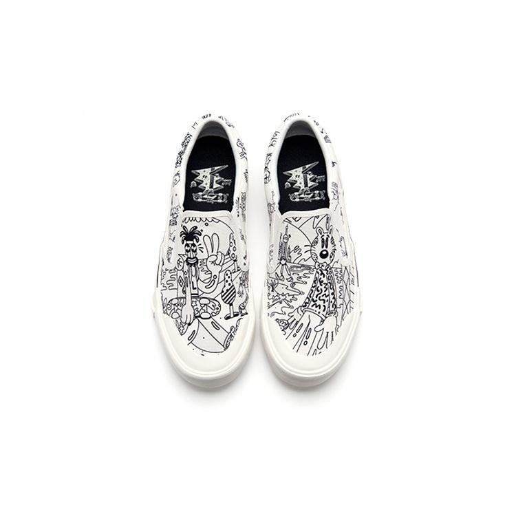 (WMNS) Кеды для скейтбординга Li-Ning Boogle x Steven Harrington 'Белый Черный' Женские AECR072-3