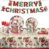 Vintage Christmas Theme Party Elk Santa Snowman Disposable Tableware Christmas Party Decorations