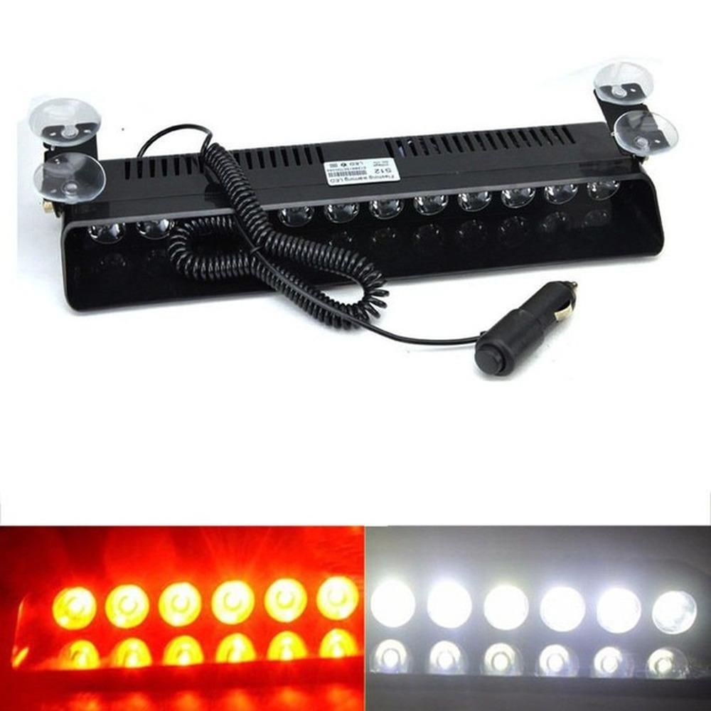 1Pcs Police Light Car LED Strobe Light Red Blue Amber White Signal Light Flash Dash Emergency Flash Windshield Warning Light 12V