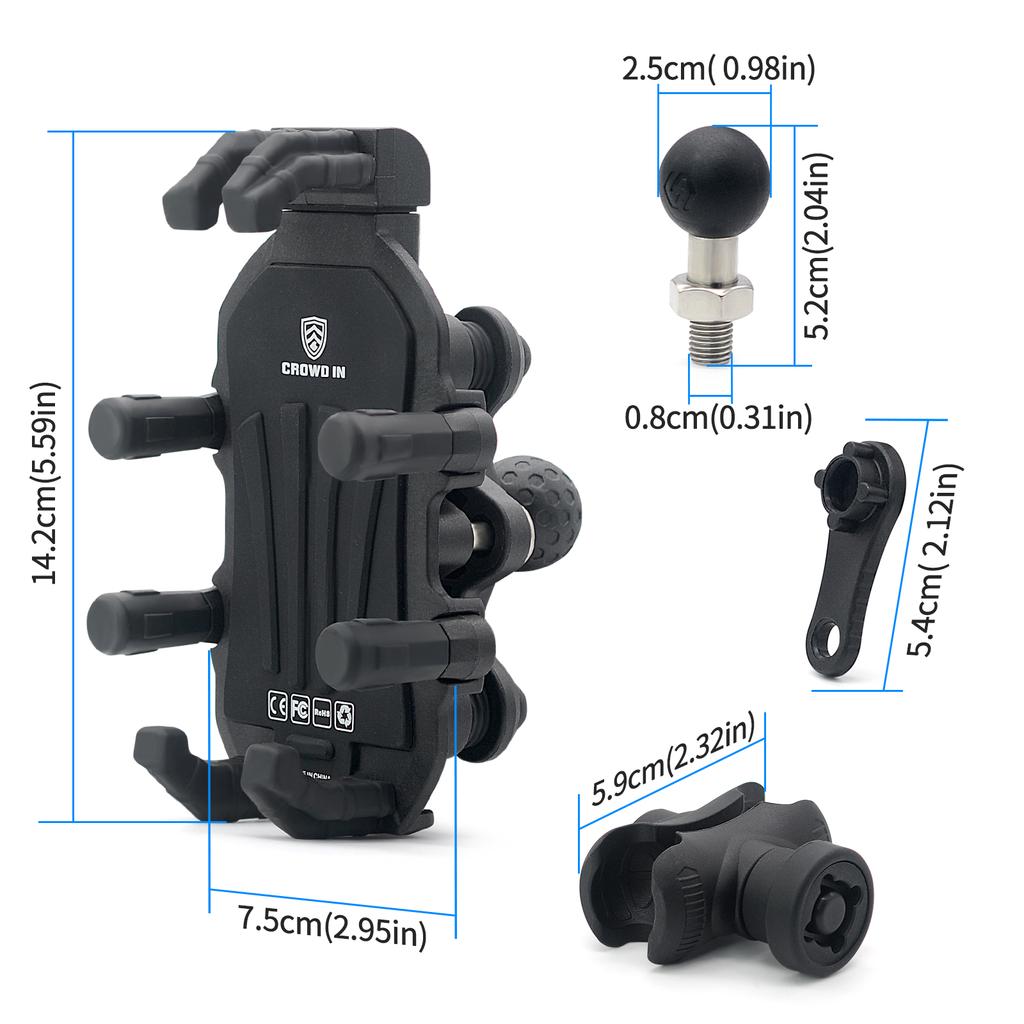 Держатель для телефона в горах для мотоцикла, улучшенная амортизация из автомобильного алюминиевого сплава, держатель для телефона для электромобиля, защита от кражи, модель M8/M10