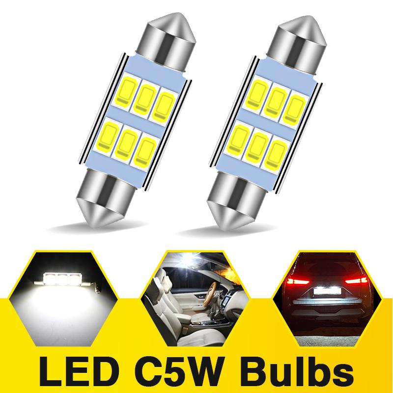 4 шт. Светодиодные лампы C5W Белые/Ледяно-синие Лампочки 6SMD 31мм/36мм/39мм/41мм Салон автомобиля/Купол/Дверные Фонари Фонари Номерного Знака 12В
