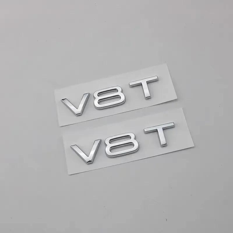 2PCS V6T V8T Emblem ABS 3D badge leaf label V10 V12 side label for Audi A4L A5 A6L A7 Q3 Q6 Q7 car label displacement sticker