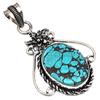 Necklace Tibetan Turquoise Gemstone Gift For Her Silver Jewelry 2.25"