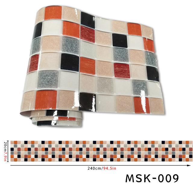 Красочные мозаичные наклейки на настенную плитку и самоклеящиеся съемные наклейки на плитку для ванной комнаты и кухни, водонепроницаемая мозаичная декоративная наклейка в рулоне 20*240 см