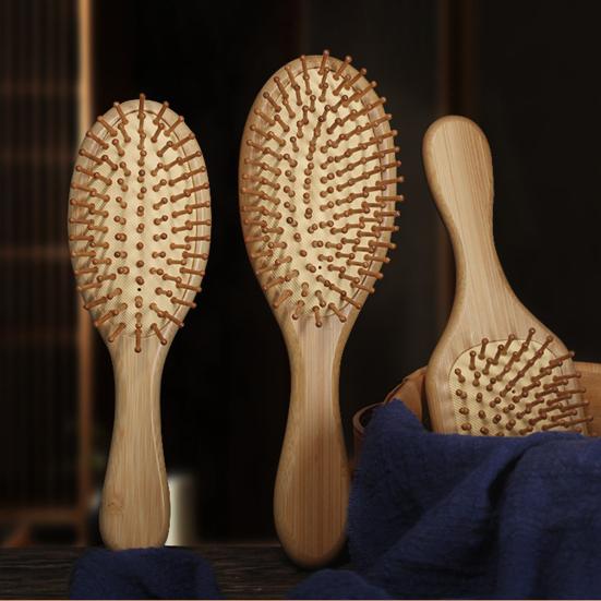 Bamboo Air Cushion Brush Men Women Scalp Massage Hair Comb Anti-static Portable Fluffy Hair Styling Detangling Paddle Brush