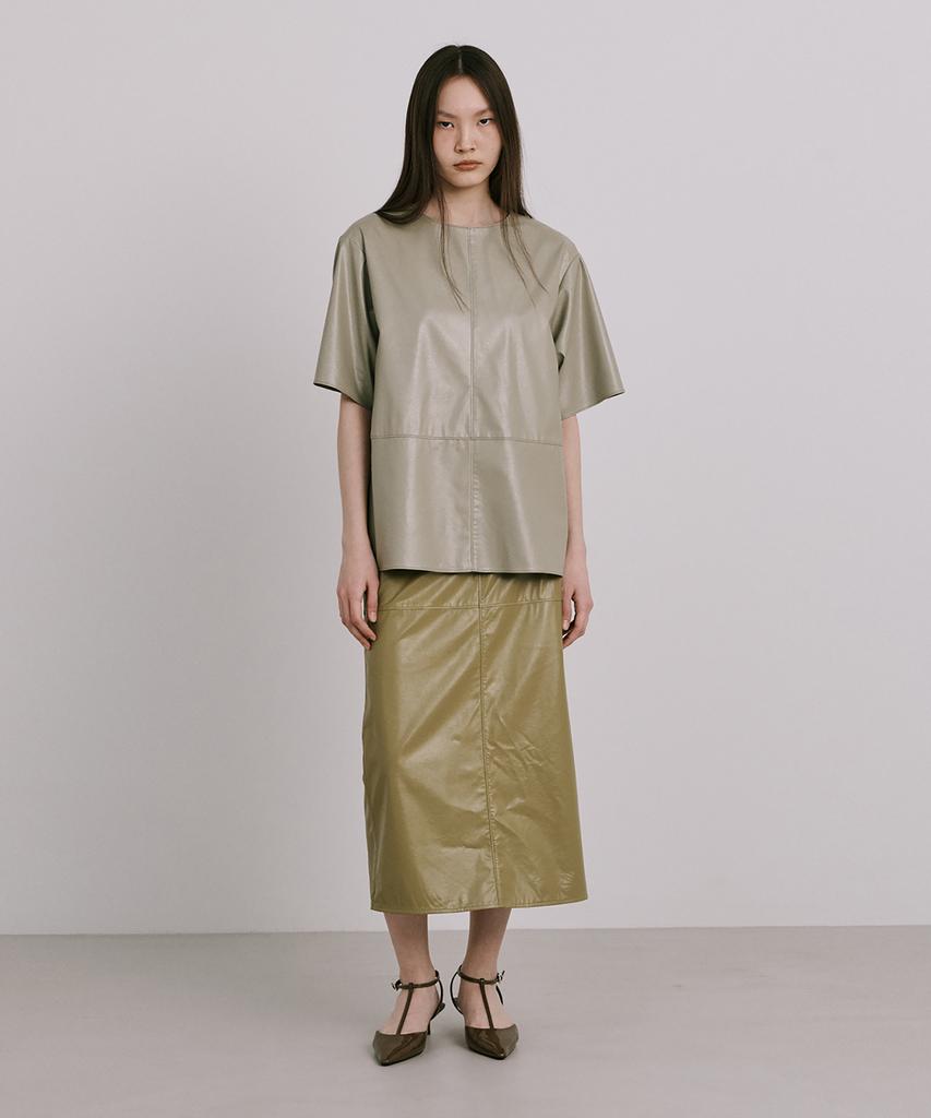 WNDERKAMMER Fake Leather Top_Khaki