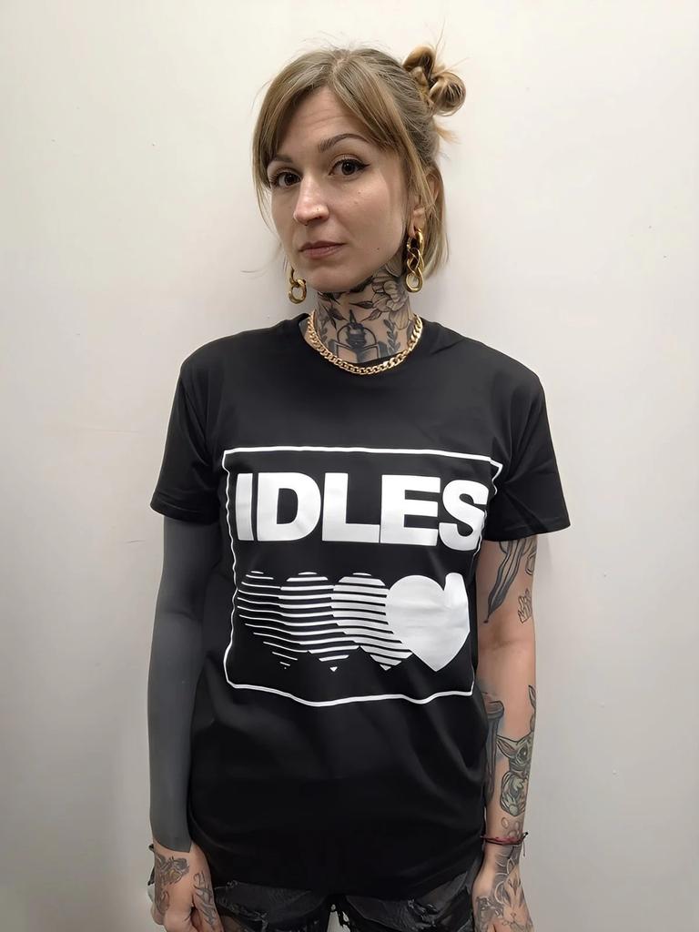 Idles Scattered Floral Letters Print Cotton TShirt Punk Rock Band Unisex Short Sleeve Tee