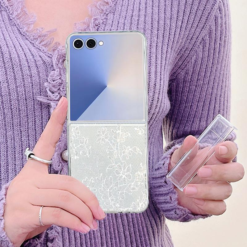 Ретро-цветы Печатный Чехол для Телефона Для Samsung Galaxy Z Flip 7 FE 6 5 4 3 5G Складной Жесткий PC Прозрачная Крышка Для Samsung Z Flip7 Flip6