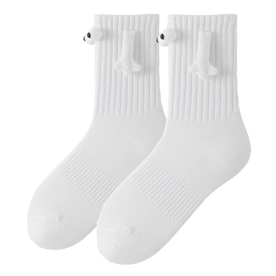 1 Pair Linking Couple Socks Magnetic Suction 3D Doll Couple Socks Couple Holding Hands Funny Socks Mid-Tube Cute Socks Funny Gifts for Women Men