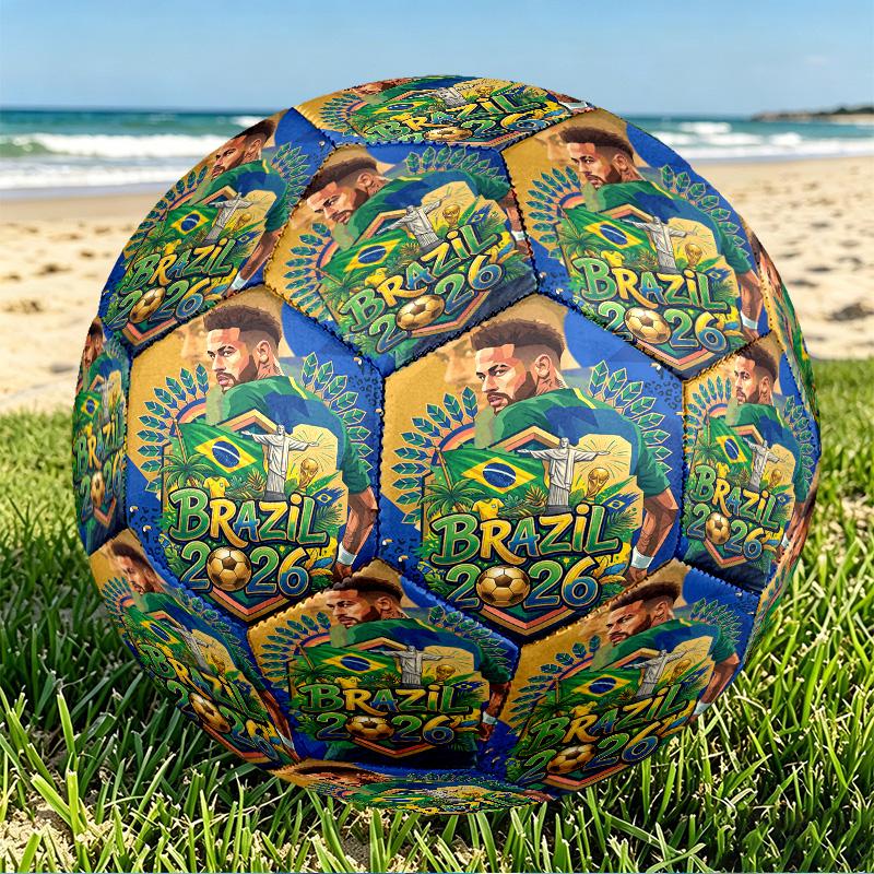 Neymar Jr Print Size 5 Soccer Ball, PU Wear Resistant Football for Match Training and Daily Practice, Birthday Gift for Soccer Fans
