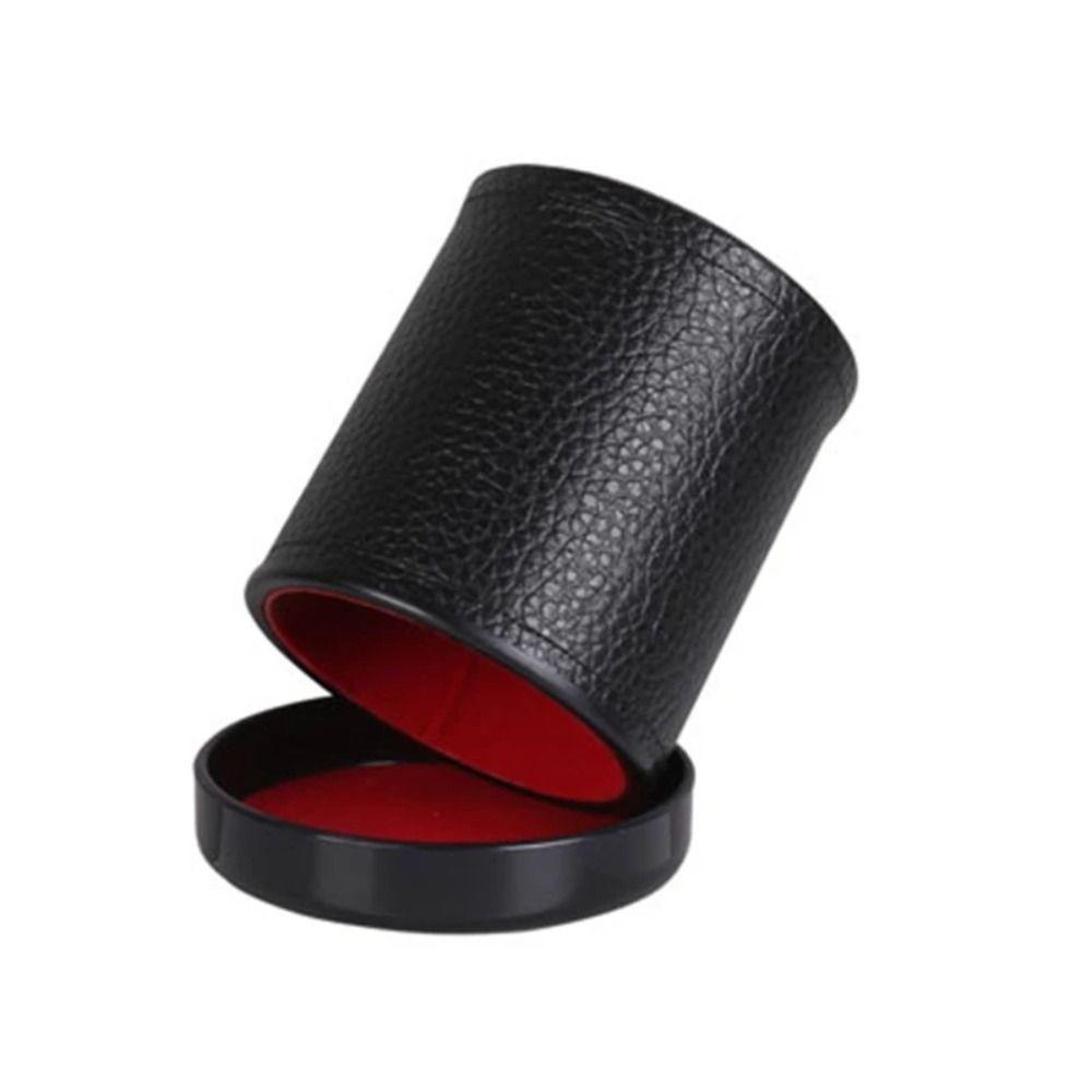 Durable with Lid Dice Cup Leather Black Board Games Green Red Lining Party Dice Cup