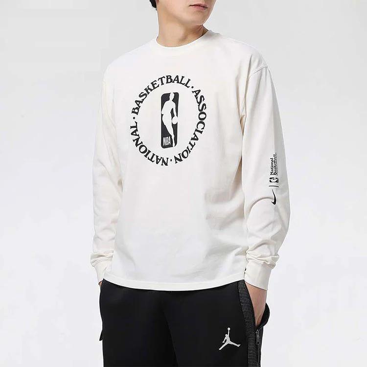 Nike Толстовка с круглым вырезом и длинными рукавами НБА, мужские топы кремового цвета с графическим принтом DC1943-910