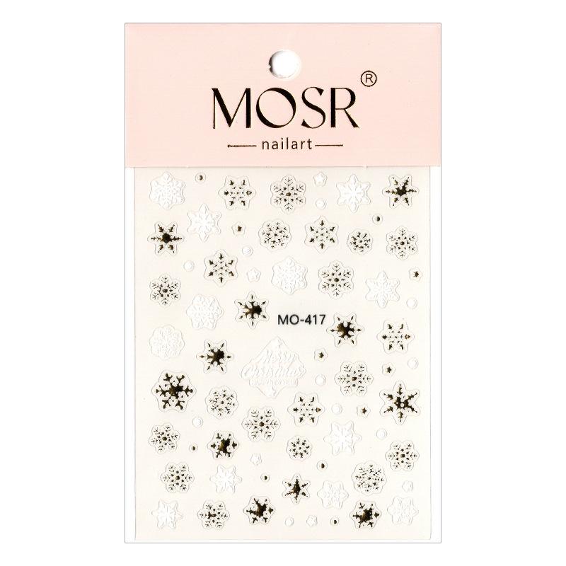 Embossed White Snowflakes Nail Stickers - Autumn/Winter Self-Adhesive Decals for Christmas
