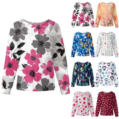 Женский повседневный однобортный однобортный защитная одежда с длинными рукавами и цветочным принтом, кардиган, топ