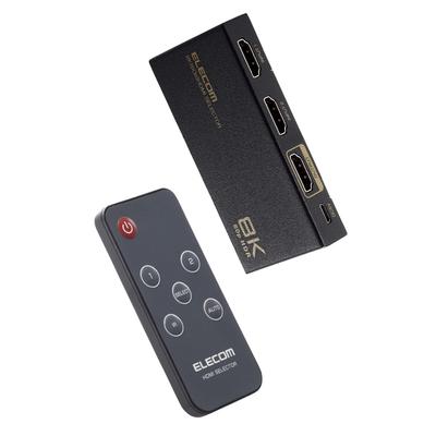 HDMI-коммутатор ELECOM 8K60Hz4K120Hz, совместимый с [PS5PS4PS3SwitchFireTVStick, совместимый] 2 входа, 1 выход, автоматическое и ручное переключение, совместимость с 8K и 4K, Bla