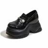 Мокасины на платформе, женская мода, универсальные черные кожаные туфли, британский стиль, внутренняя высота, женская обувь