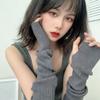 1 Pair Women Long Fingerless Gloves Winter Soft Knitted Warm Arm Sleeve Punk Gothic Fashion Casual Soft Mitten