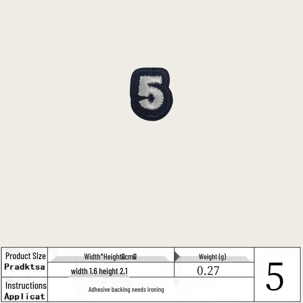 White 0-9 Iron-on Embroidered Number Patches for Clothing