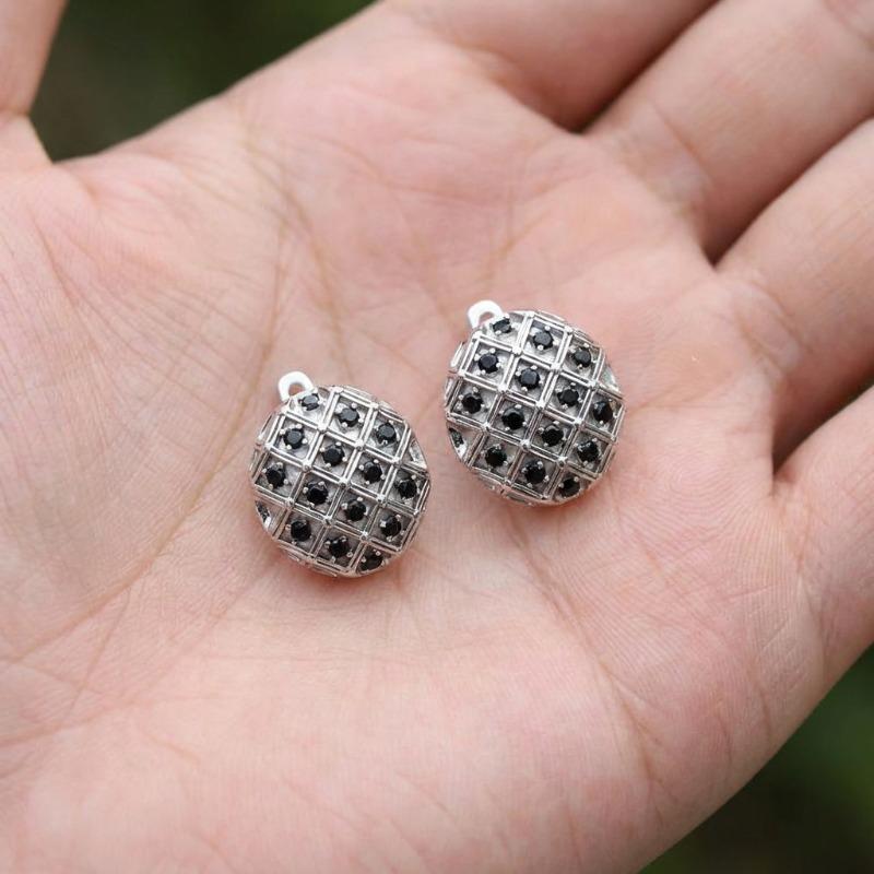 Black Awn Украшения Черные Украшения Черный Камень Серьги-кольца