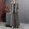 Women's Spring Autumn Retro Style with Long Sleeves Loose Two-piece Set Jacket + Trousers 2 Pieces Set Leisure Suit