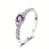 Sterling Silver Amethyst Zircon Women's Ring - Light Luxury, European & American Style, Simple Fashion Gemstone Design