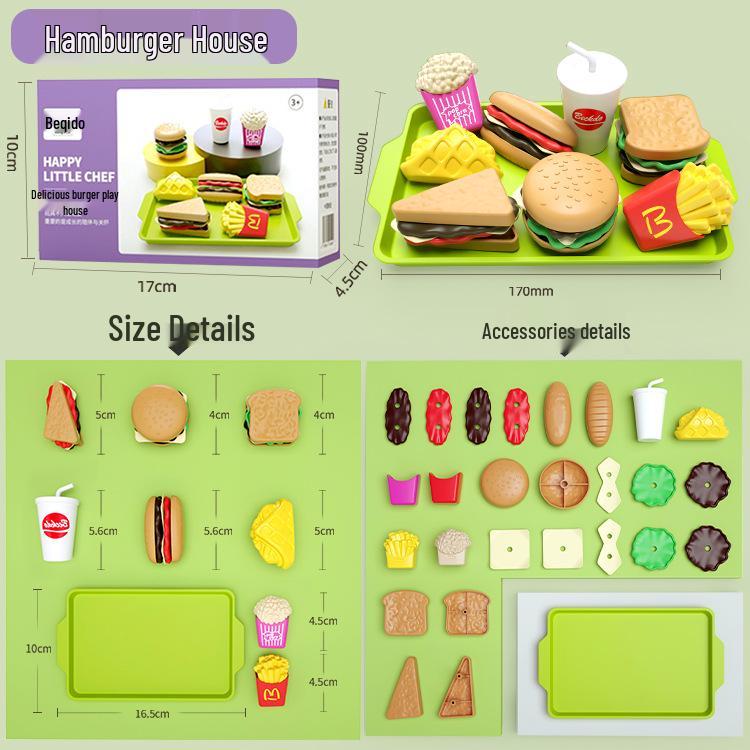 Kids' Pretend Play Kitchen Set: Veggies, Fruits, Burger & Fries