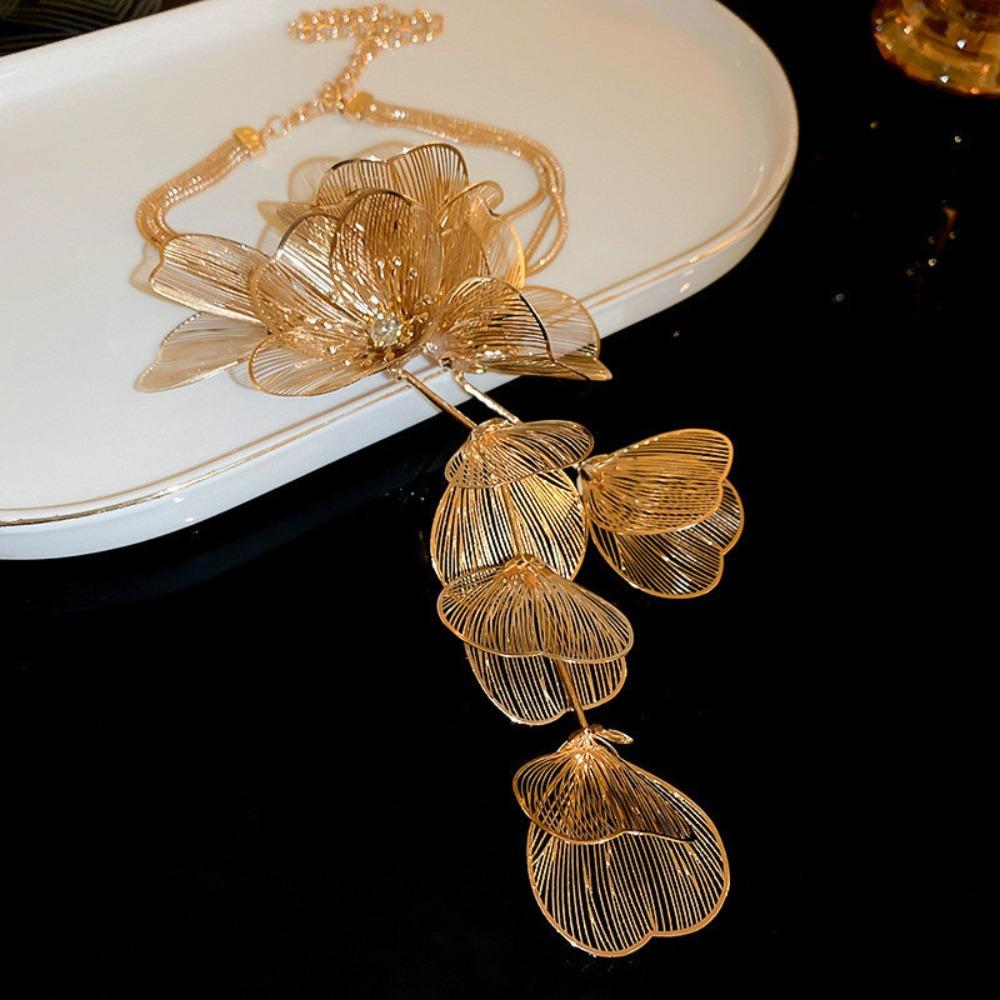 Роскошные ожерелья с цветочной бахромой, темпераментная длинная цепочка-кисточка до ключицы, свадебные украшения