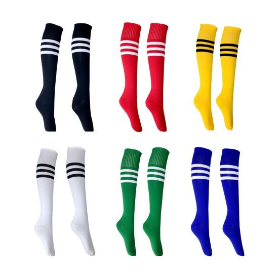 1 пара носков средней длины, полосатые, нескользящие, высокоэластичные, впитывающие пот, футбольные чулки для болельщиков, детские гольфы, спортивные носки для школьных игр