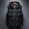 Мужские зимние теплые хлопковые пальто без рукавов, куртки с капюшоном, жилет на молнии, майки