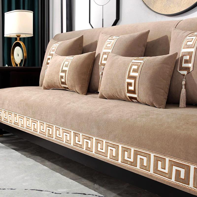 Ретро Шенье Софа Мат Прочный Вышитый Подушка для Сиденья Дивана Предотвращает Царапание Кошками Домашнее Украшение Противоскользящий и Пылезащитный Чехол для Дивана Полотенце