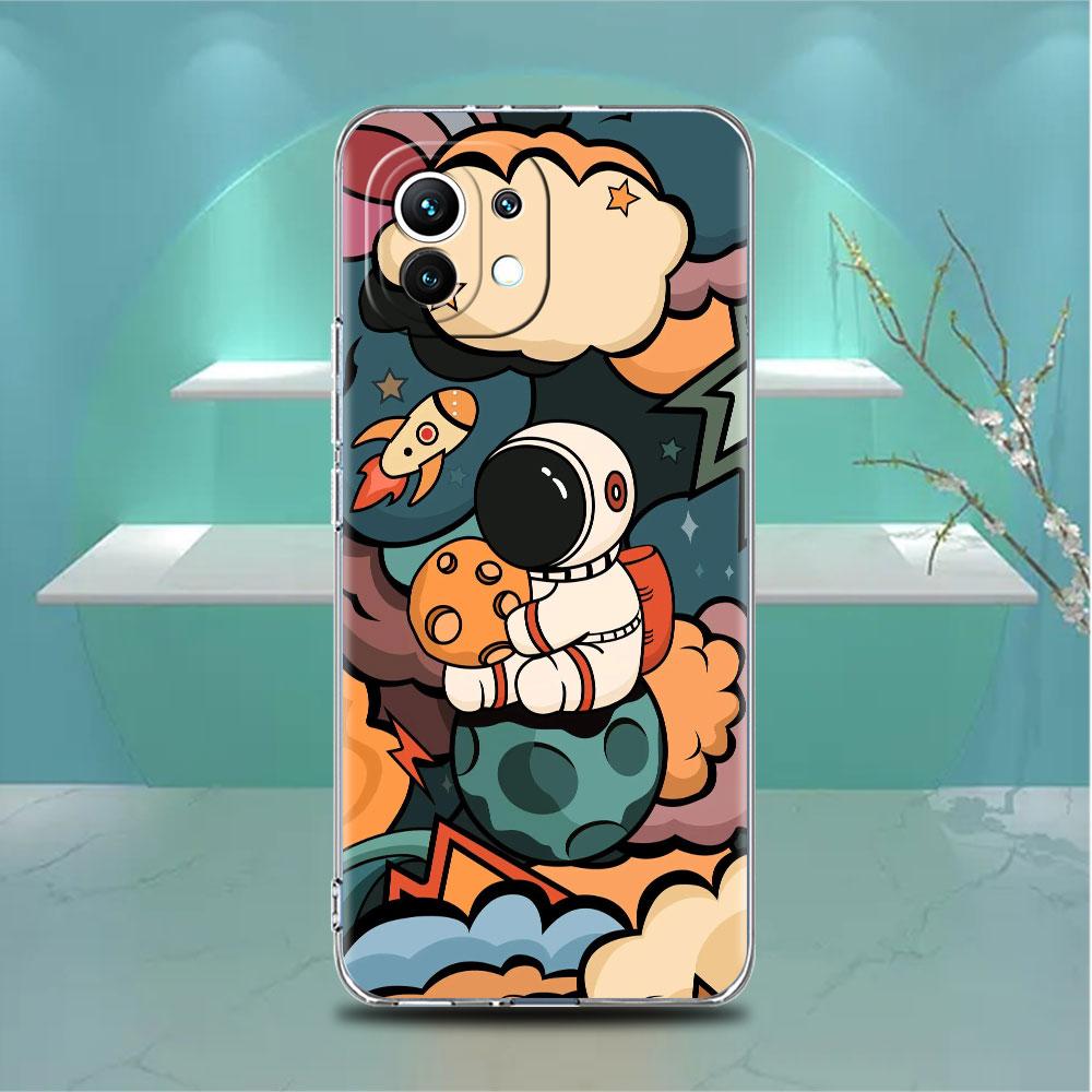 Прозрачный чехол Astronaut Universe для Xiaomi Mi Poco X3 NFC M3 Pro F3 F1 11 Lite 12 Note 10 11T 9T