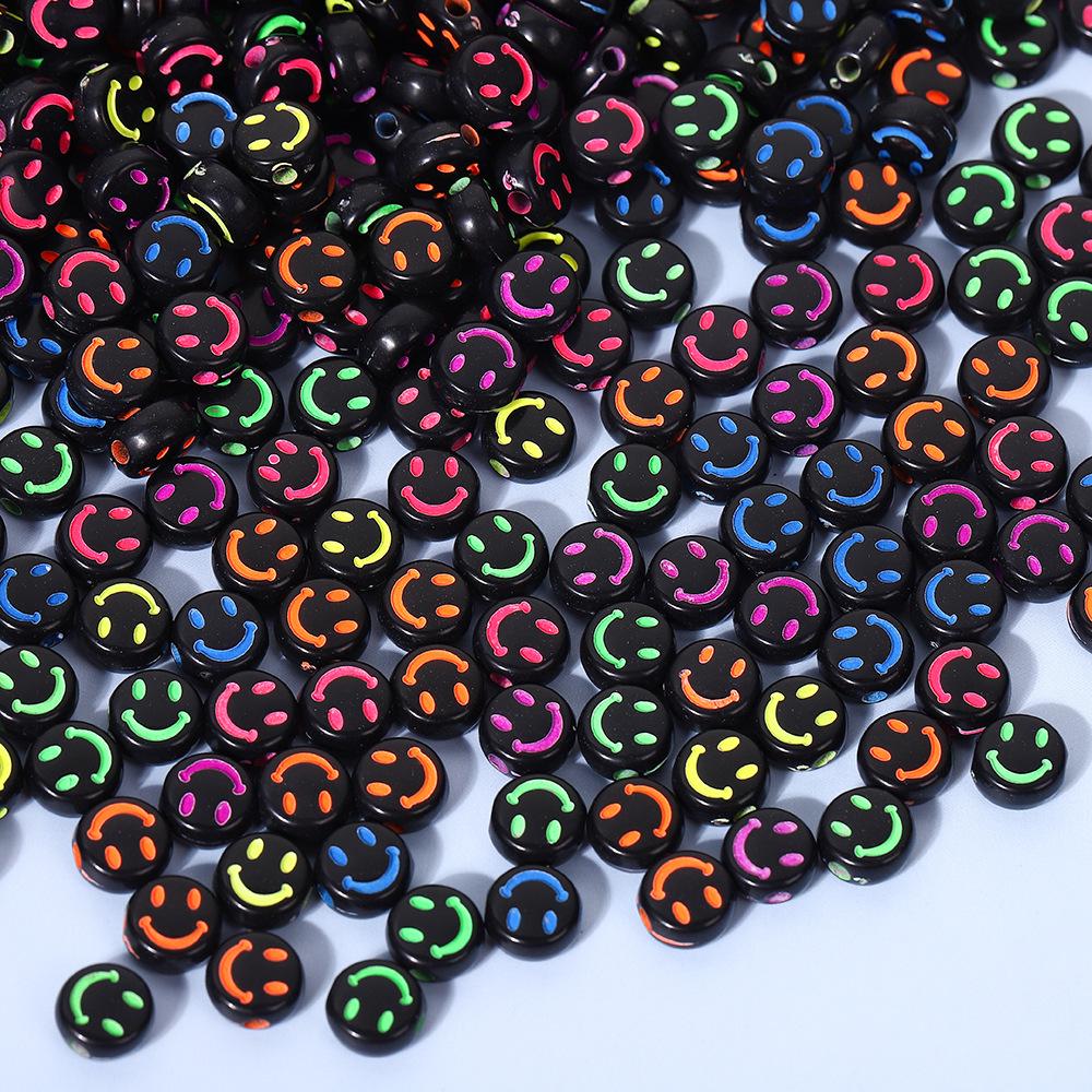 Акриловые бусины «Смайлик» для изготовления украшений своими руками - Круглые, цветные бусины для детских браслетов и ожерелий