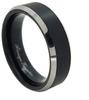 Shinjuku Gin No Kura Black Matte Line Side Cut Women's Tungsten Ring, Sizes 9-23 (Size 13), Simple Black